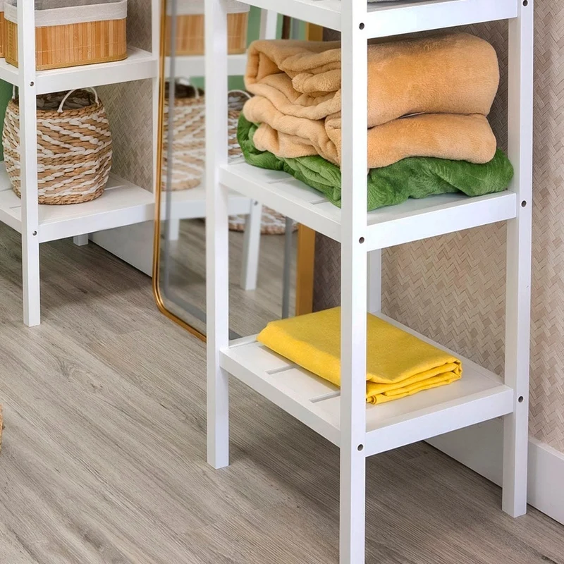 Estantería de pie de madera laminada blanca con 4 baldas de 37x33x110 cm