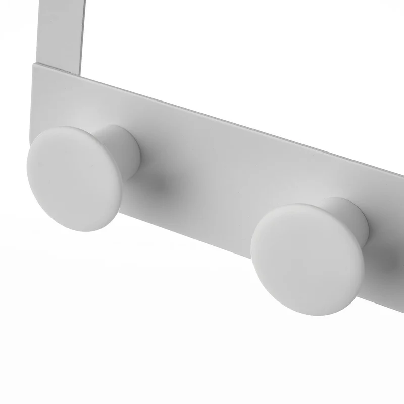 Percha de puerta con 4 colgadores blanca de metal y abs de 35x20 cm