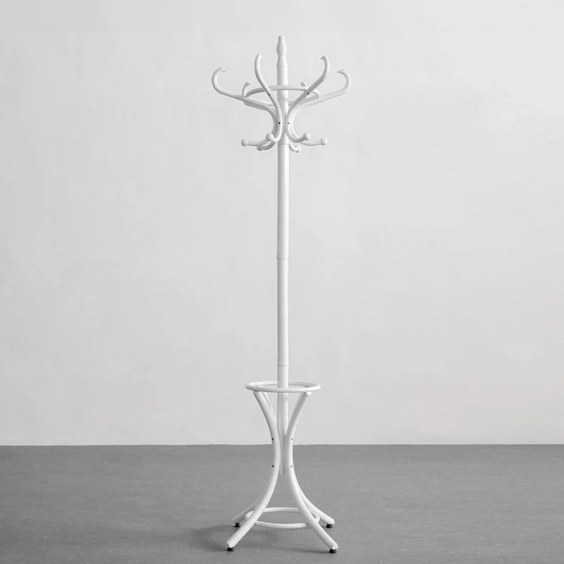 Perchero de pie clásico de madera blanca de 184 cm con 12 brazos
