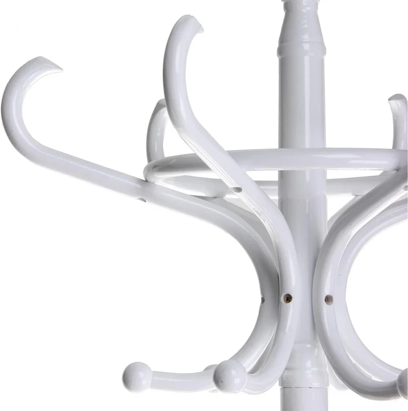 Perchero de pie clásico de madera blanca de 184 cm con 12 brazos