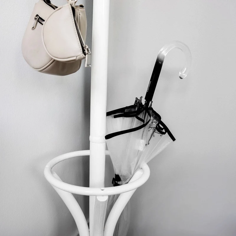 Perchero de pie clásico de madera blanca de 184 cm con 12 brazos