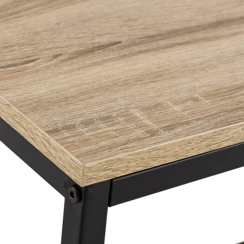 Mesa de centro Urban de metal negro y tablero color roble de 100x50x36 cm