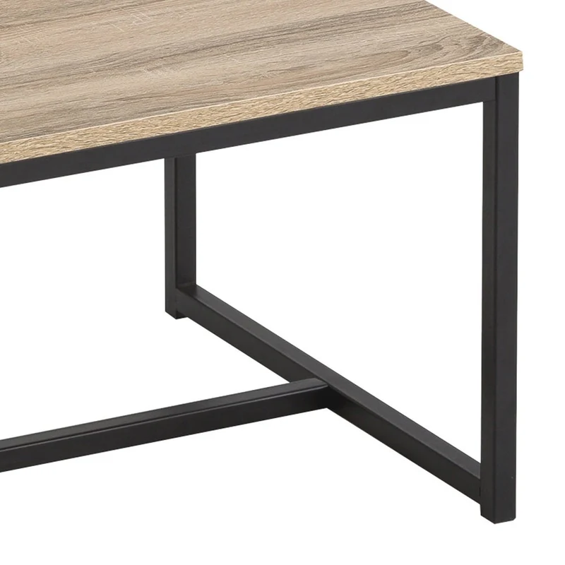 Mesa de centro Urban de metal negro y tablero color roble de 100x50x36 cm