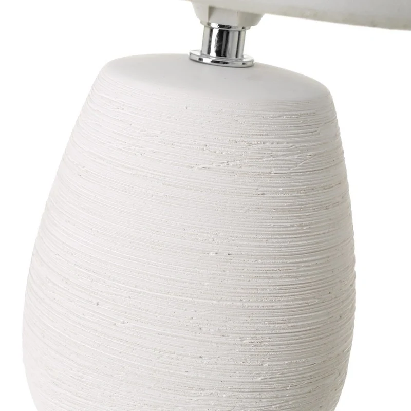 Lámpara de mesa rústica de cerámica blanca con textura rugosa de ø 17x27 cm