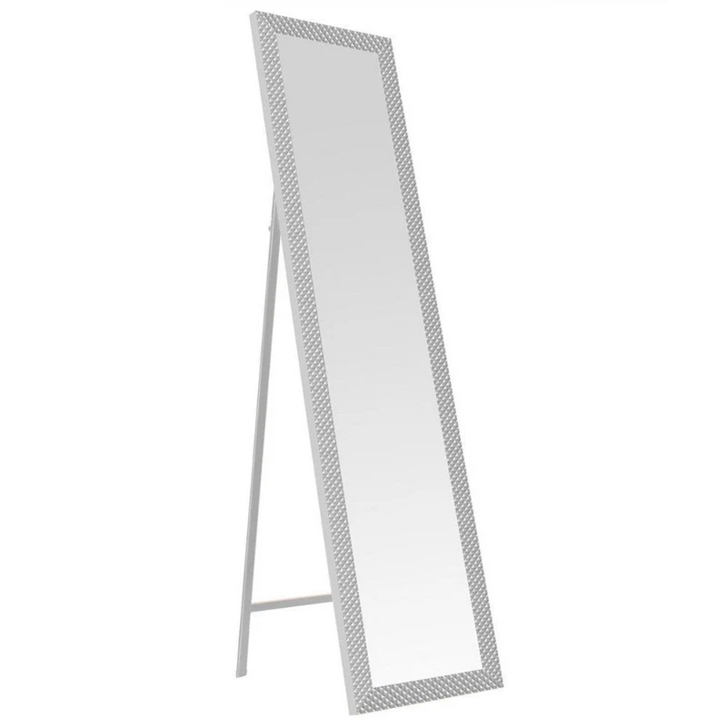 Espejo de pie de cuerpo entero con marco de plástico blanco de 37x157 cm