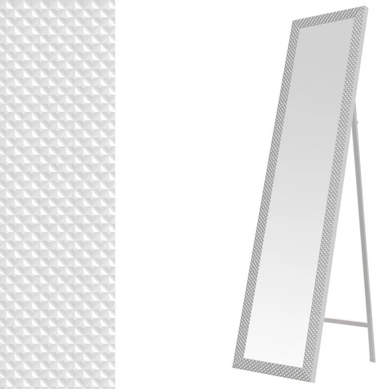 Espejo de pie de cuerpo entero con marco de plástico blanco de 37x157 cm