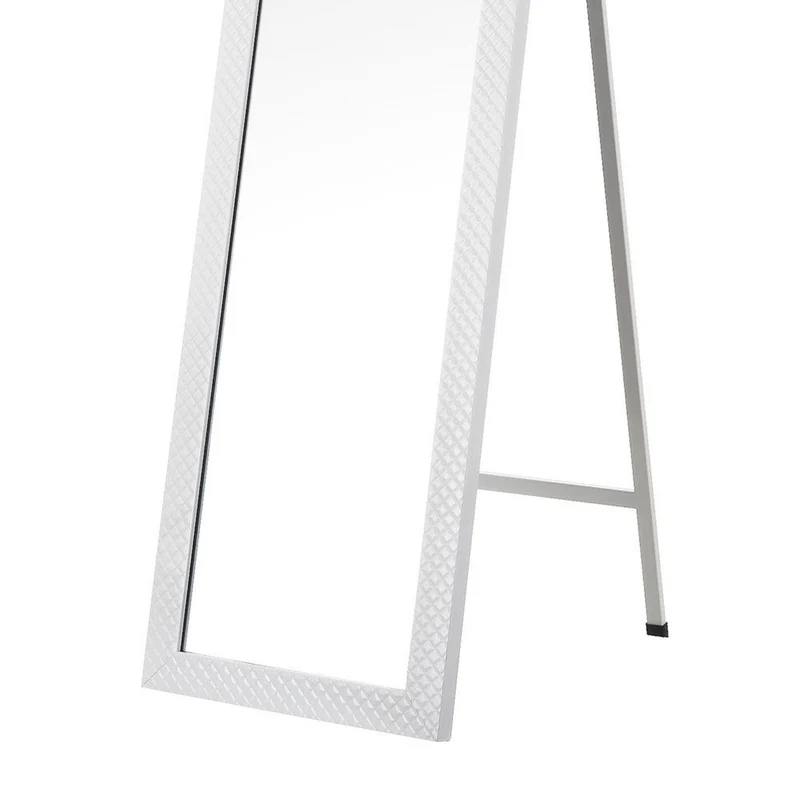 Espejo de pie de cuerpo entero con marco de plástico blanco de 37x157 cm
