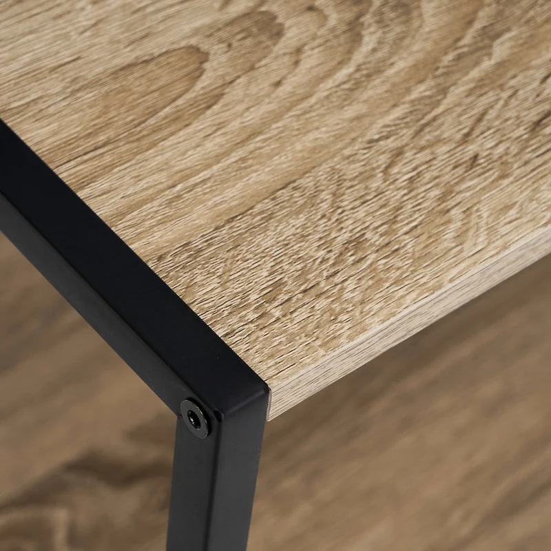 Mesa auxiliar Urban metal negro y tablero natural de 50x50x50 cm