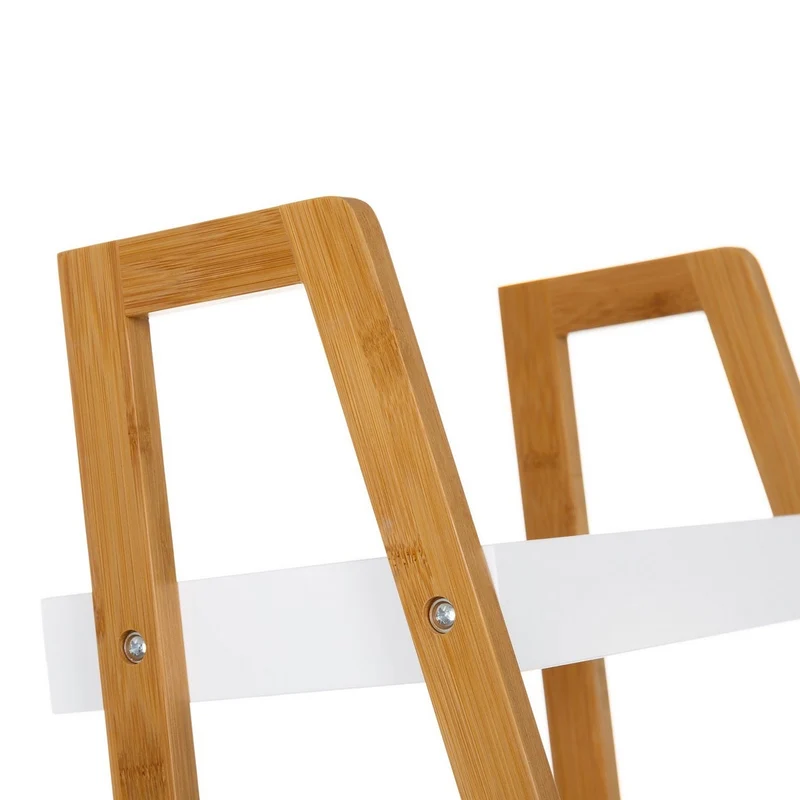 Estantería piramidal de bambú natural y madera blanca de 30x29x72 cm