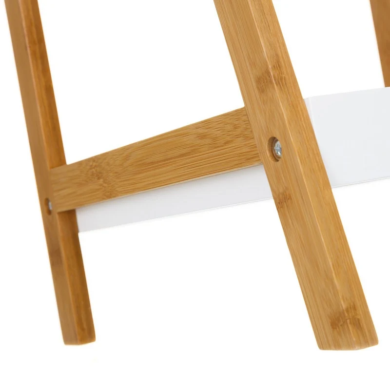 Estantería piramidal de bambú natural y madera blanca de 30x29x72 cm