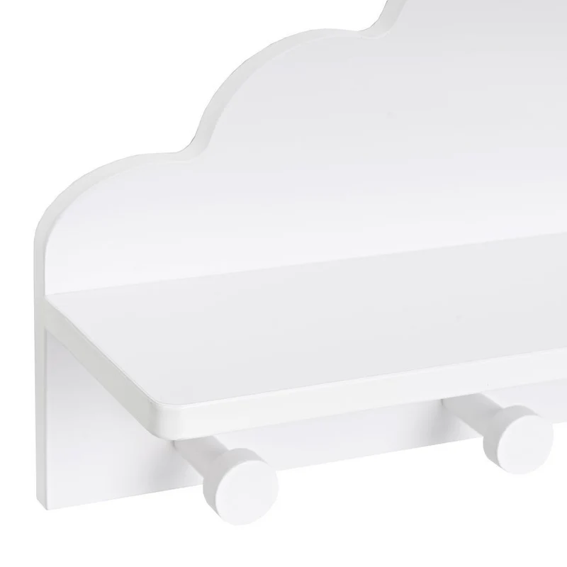 Perchero de pared infantil diseño nube con estante blanco de 22x48x12 cm