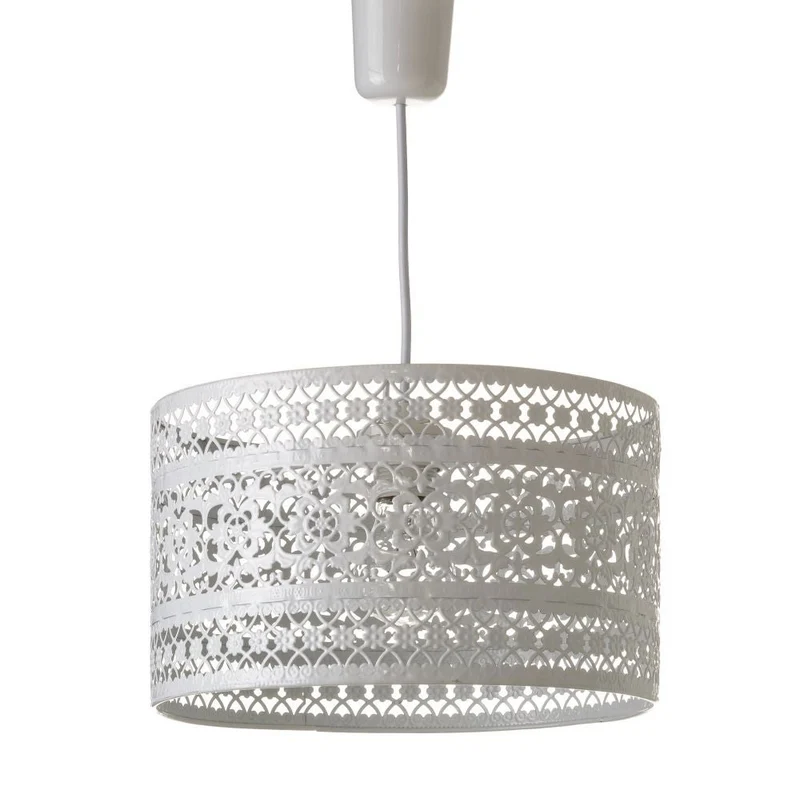 Lámpara de techo estilo provenzal de metal color blanco calado de 30x18 cm