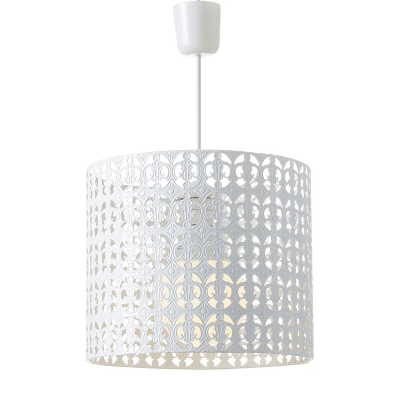 Lámpara de techo redonda de metal calado blanco de estilo árabe de 25x29 cm