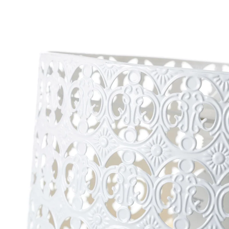 Lámpara de techo redonda de metal calado blanco de estilo árabe de 25x29 cm