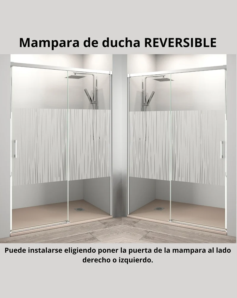 Patricia Mampara de Ducha Frontal 1 Puerta 1 Fijo Corredera | Vidrio Templado de 6mm | Antical | Reversible Izquierdo o Derecho | Cromo Brillo