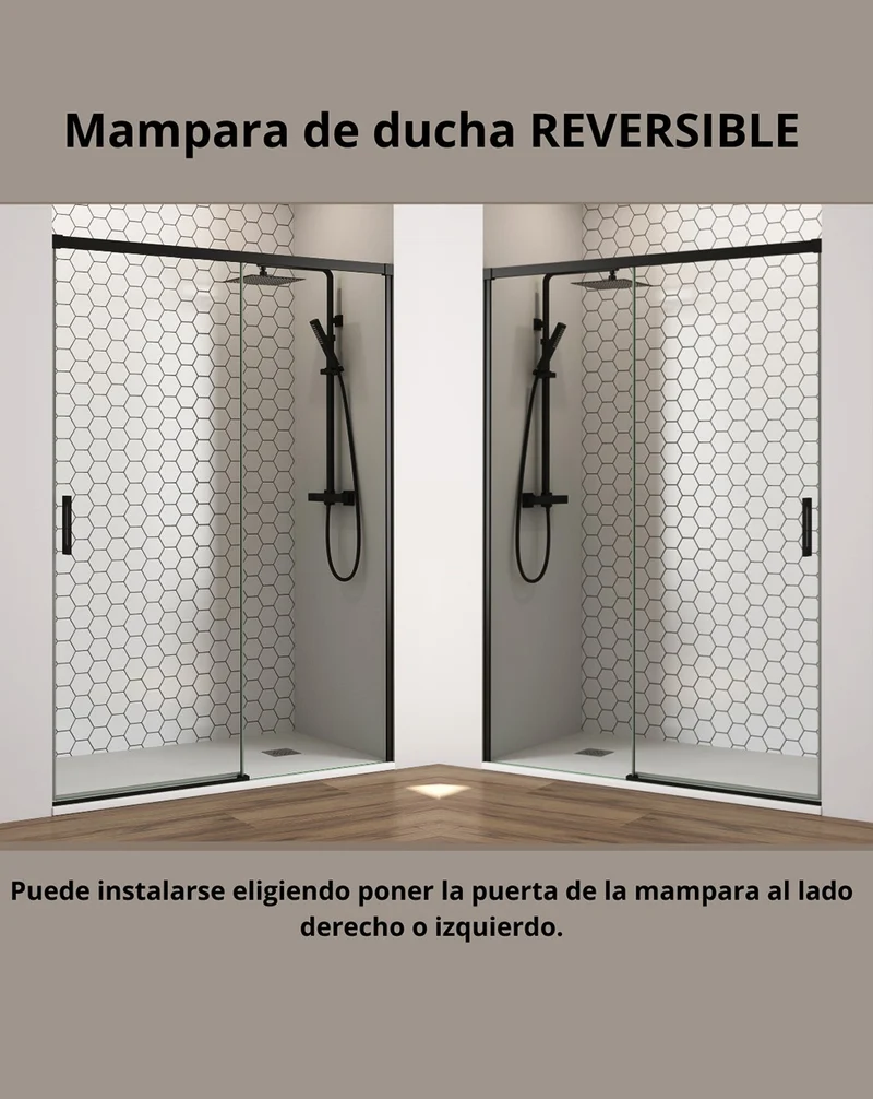 Pack Patricia Mampara de Ducha Frontal 1 Puerta 1 Fijo Corredera con Plato de Ducha Blanco | Vidrio Templado de 6mm