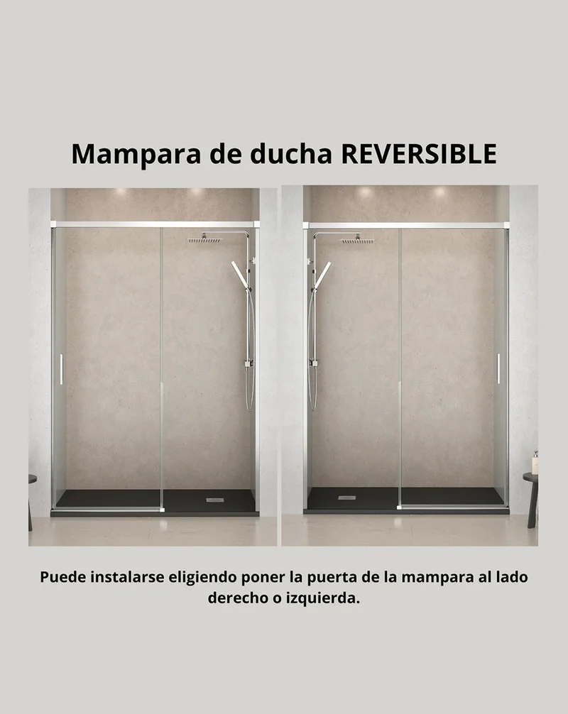 Pack Patricia Mampara de Ducha Frontal 1 Puerta 1 Fijo Corredera con Plato de Ducha Blanco | Vidrio Templado de 6mm Antical