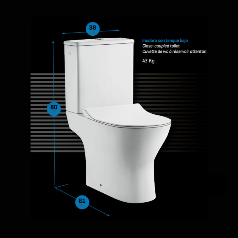Confort Wc Inodoro Completo Redondo Ideal para Movilidad Reducida | Blanco Brillo | Salida Dual y Asiento Amortiguado