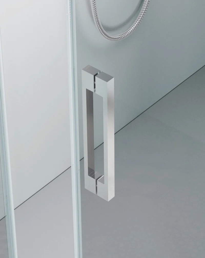 Roma Mampara de Ducha Rectangular Frontal Corredera | 1 Puerta y Lateral Fijo | Vidrio Antical 8mm Altura 195cm | Cromo Brillo