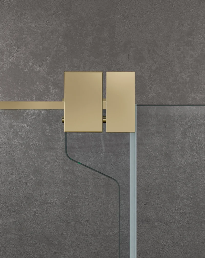 Roma Mampara de Ducha Rectangular Frontal Corredera | 1 Puerta y Lateral Fijo | Vidrio Antical 8mm Altura 195cm | Oro