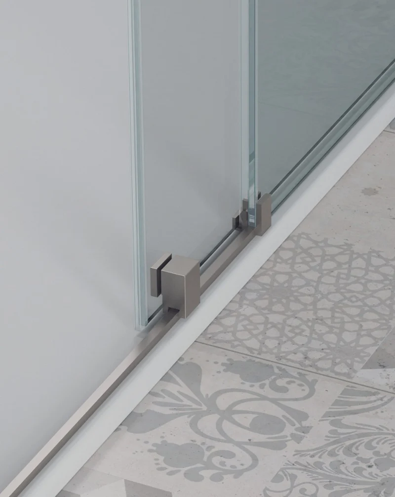 Roma Mampara de Ducha Rectangular Frontal Corredera | 1 Puerta y Lateral Fijo | Vidrio Antical 8mm Altura 195cm | Titanio