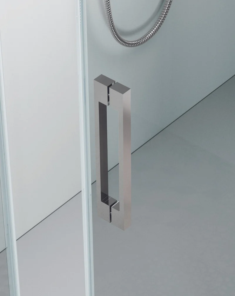 Roma Mampara de Ducha Rectangular Frontal Corredera | 1 Puerta y Lateral Fijo | Vidrio Antical 8mm Altura 195cm | Titanio