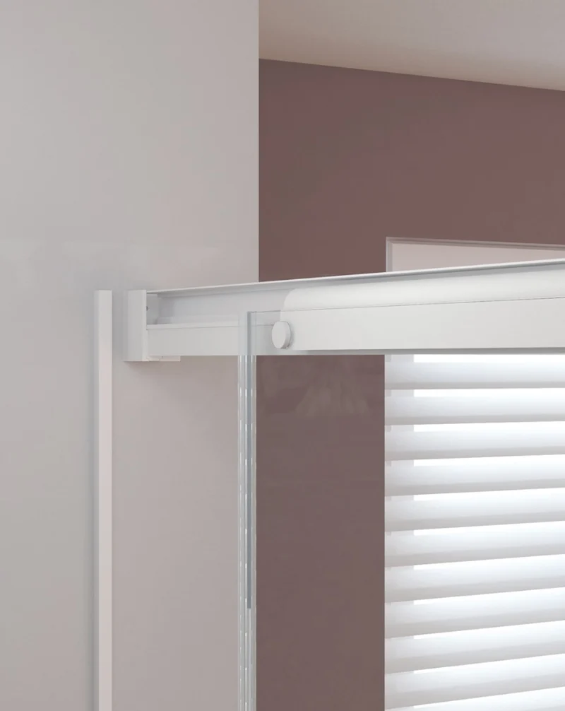 Trebol Mampara de Ducha Rectangular Frontal Corredera | 3 Hojas y Lateral Fijo | Vidrio Antical 6mm Altura 195cm | Blanco Mate