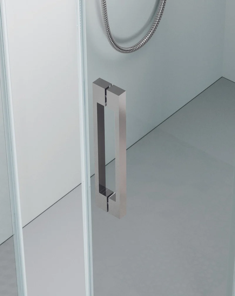 Roma Mampara de Ducha Frontal 1 Puerta 1 Fijo Corredera | Vidrio Templado de 8mm Antical Altura 195cm | Reversible | Titanio
