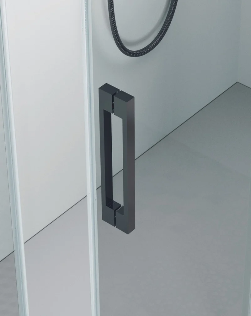 Roma Mampara de Ducha Frontal 1 Puerta 1 Fijo Corredera | Vidrio Templado de 8mm Antical Altura 195cm | Reversible | Negro Mate