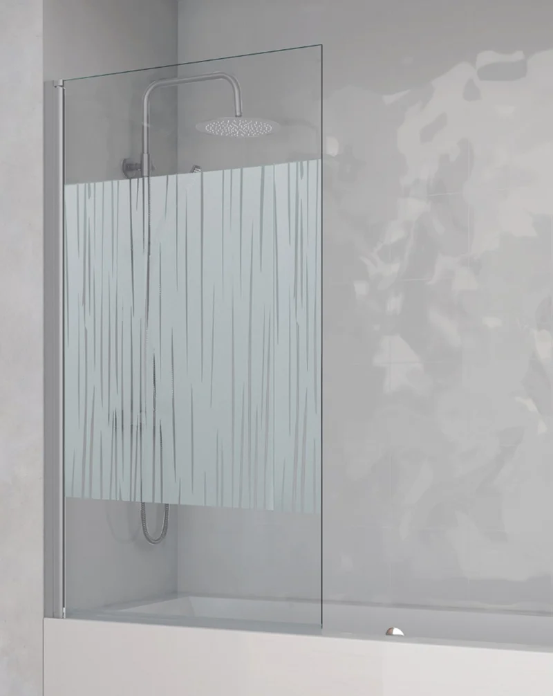 Denia Mampara Bañera Puerta Abatible | Vidrio Templado 6mm Antical 85x150cm | Rango de Movimiento 180º Reversible | Cromo Brillo