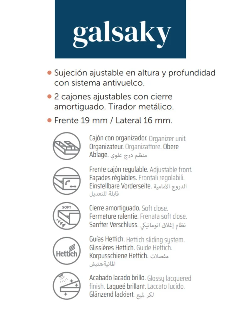 Galsaky Mueble de Baño Suspendido con Espejo y Lavabo Cerámico | 2 cajones con Cierre Amortiguado y Organizador | Roble Natural
