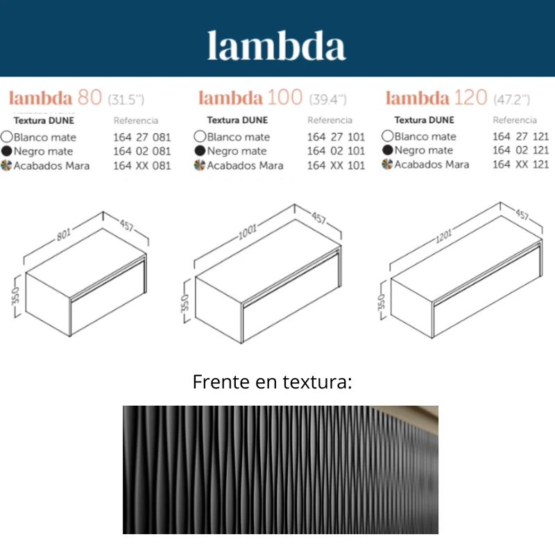 Lambda Mueble de Baño Suspendido con Lavabo Sobreponer Masai | Mueble Baño Volado de 1 Cajón con Cierre Amortiguado