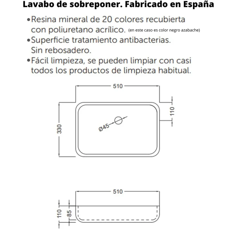 Lambda Mueble de Baño Suspendido con Lavabo Sobreponer Masai | Mueble Baño Volado de 1 Cajón con Cierre Amortiguado