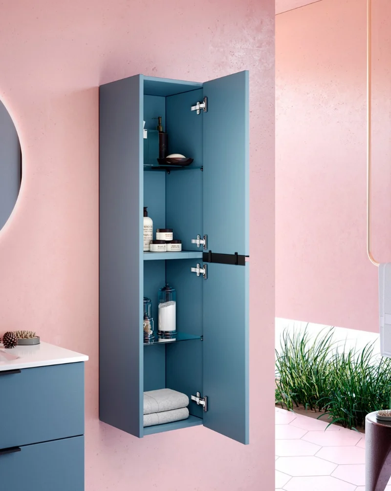 Poker Columna de Baño Suspendida 1 Puerta | Armario Alto Baño Colgante COLOR 140cm de Alto x 34,9cm de Ancho x 32cm de Fondo | Island Mate