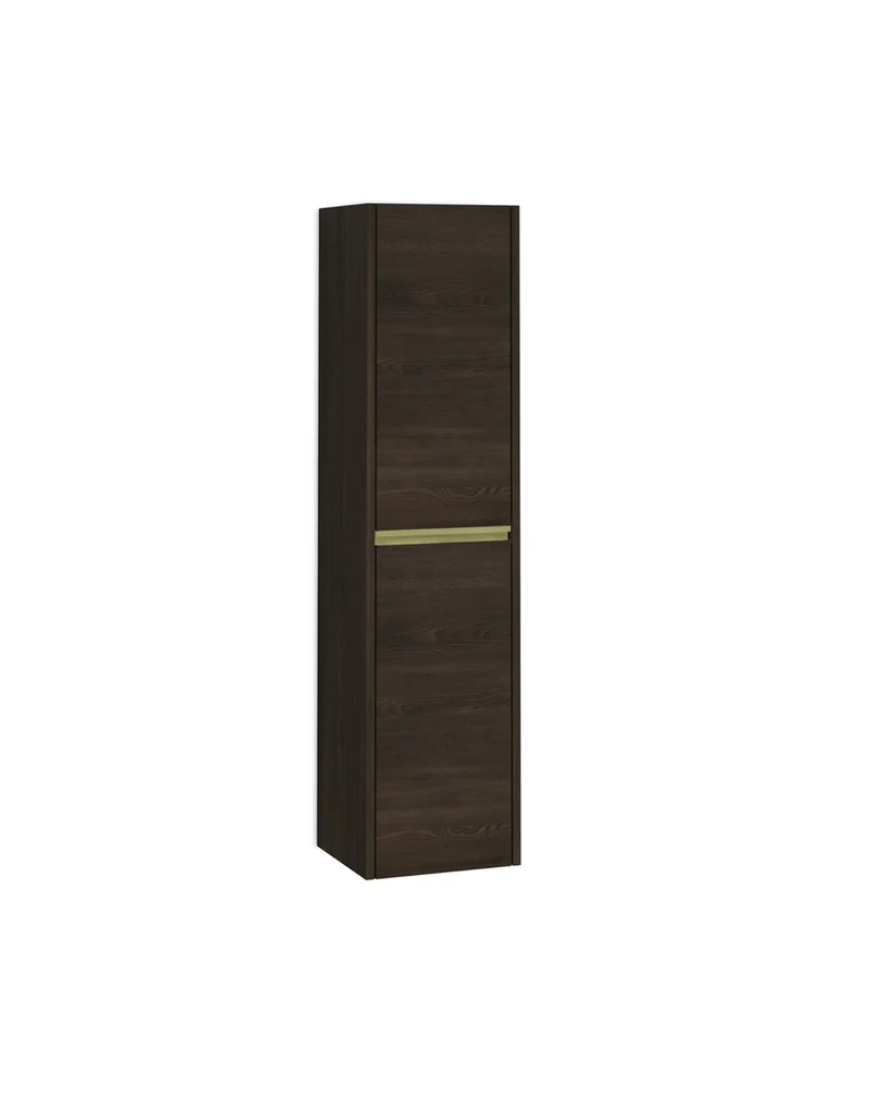 Poker Columna de Baño Suspendida 1 Puerta | Armario Alto Baño Colgante COLOR 140cm de Alto x 34,9cm de Ancho x 32cm de Fondo | Wengué nature