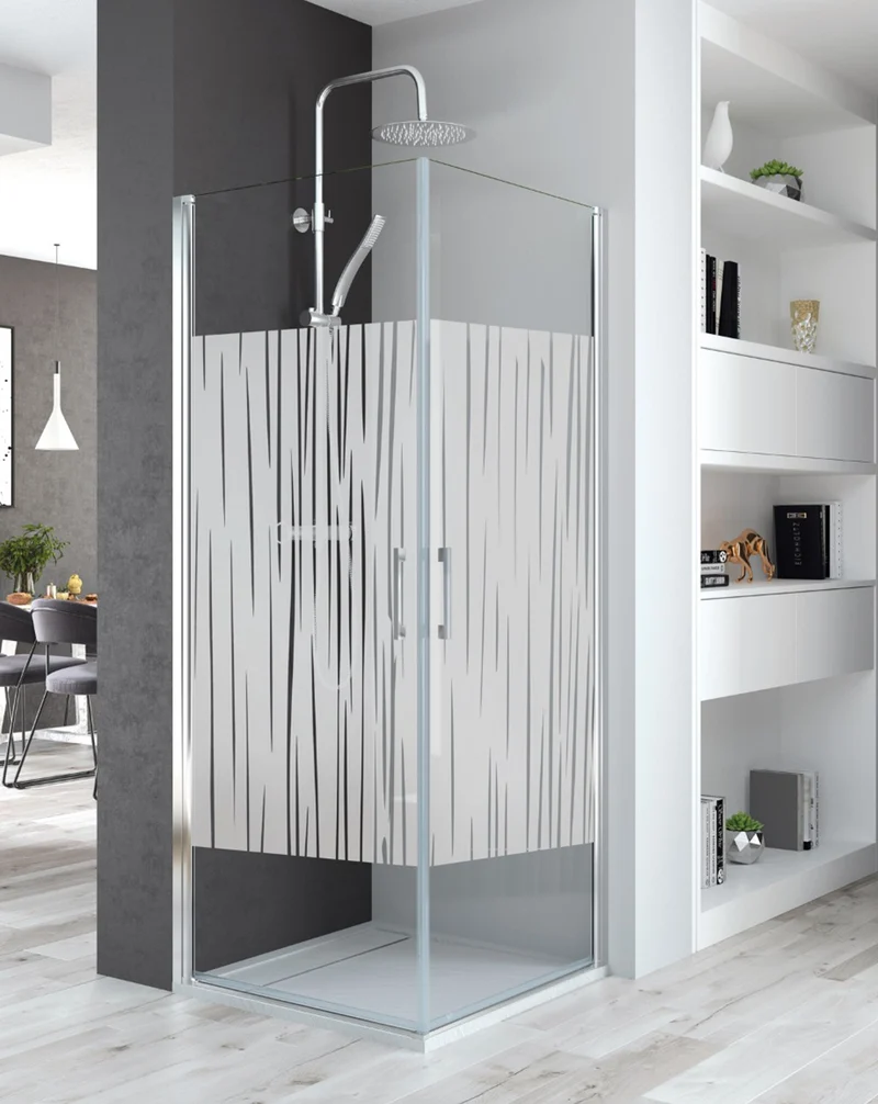 Javea Mampara de Ducha Rectangular con 2 Puertas Abatibles | Vidrio 6mm con Antical Altura 195cm | Cromo Brillo