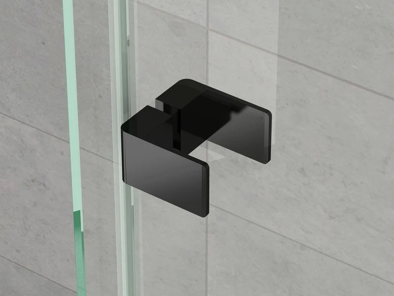 Málaga Mampara de Ducha Rectangular Frontal Corredera | 1 Puerta 1 Fijo | Vidrio 8mm Antical Altura 200cm | Negro Mate
