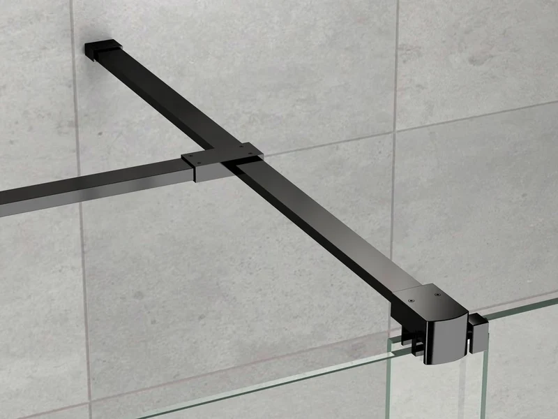 Málaga Mampara de Ducha Rectangular Frontal Corredera | 1 Puerta 1 Fijo | Vidrio 8mm Antical Altura 200cm | Negro Mate