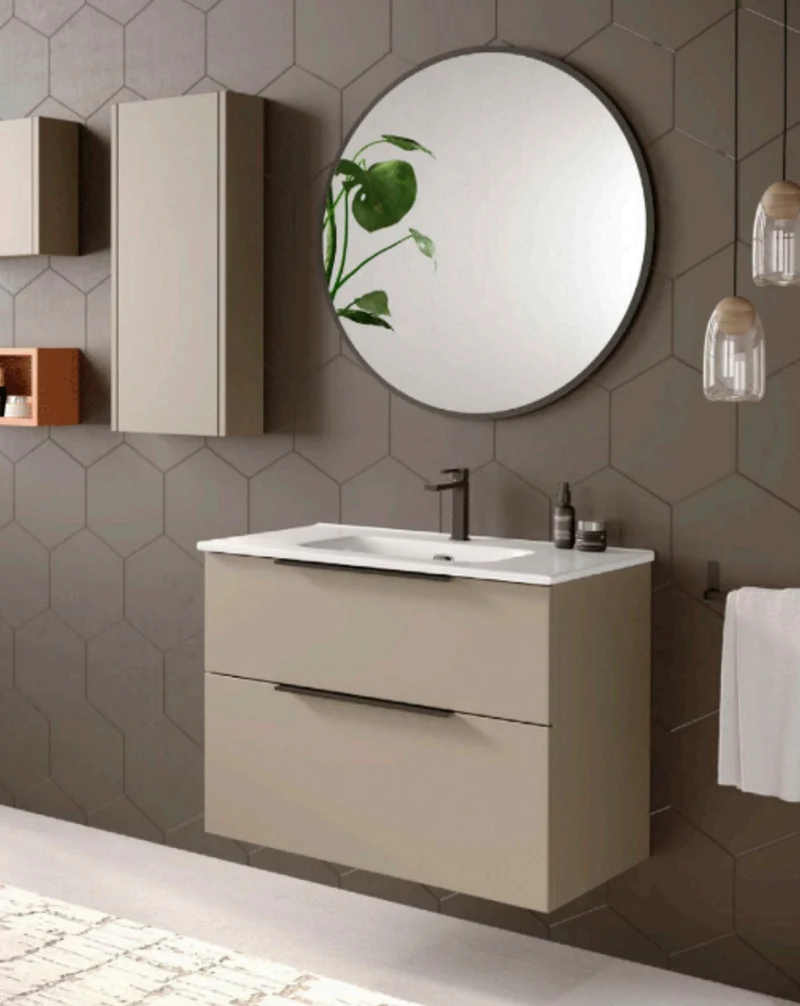 Espejo de Pared Redondo | Espejo Decorativo Redondo para Baño | Negro