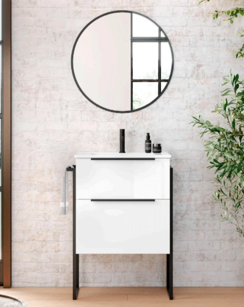 Espejo de Pared Redondo | Espejo Decorativo Redondo para Baño | Negro