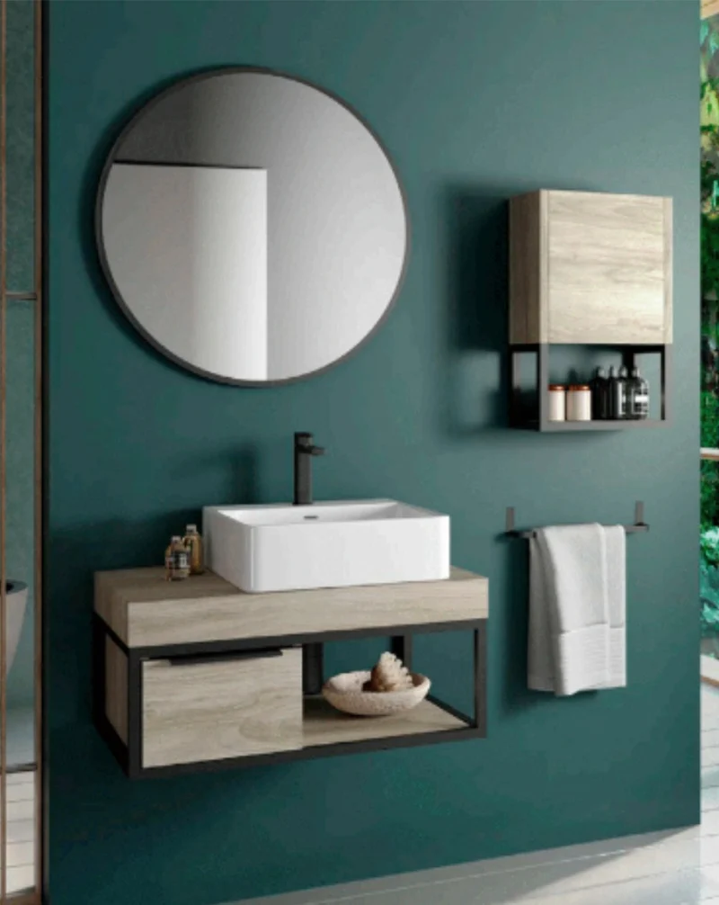 Espejo de Pared Redondo | Espejo Decorativo Redondo para Baño | Negro