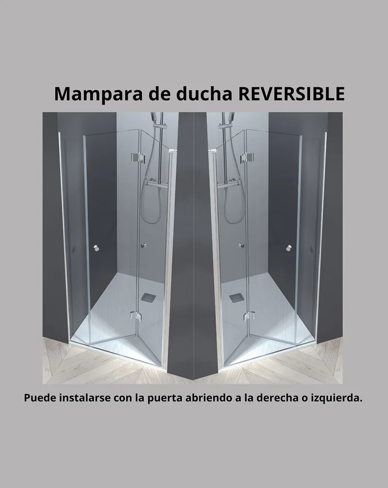 Vera Mampara de Ducha Frontal Puerta Plegable | Vidrio Templado de 6mm con Antical | 195cm Altura | Blanco Mate
