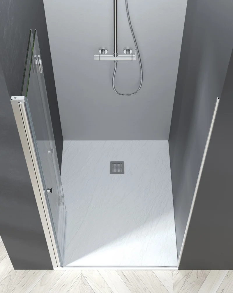 Vera Mampara de Ducha Frontal Puerta Plegable | Vidrio Templado de 6mm con Antical | 195cm Altura | Cromo Brillo