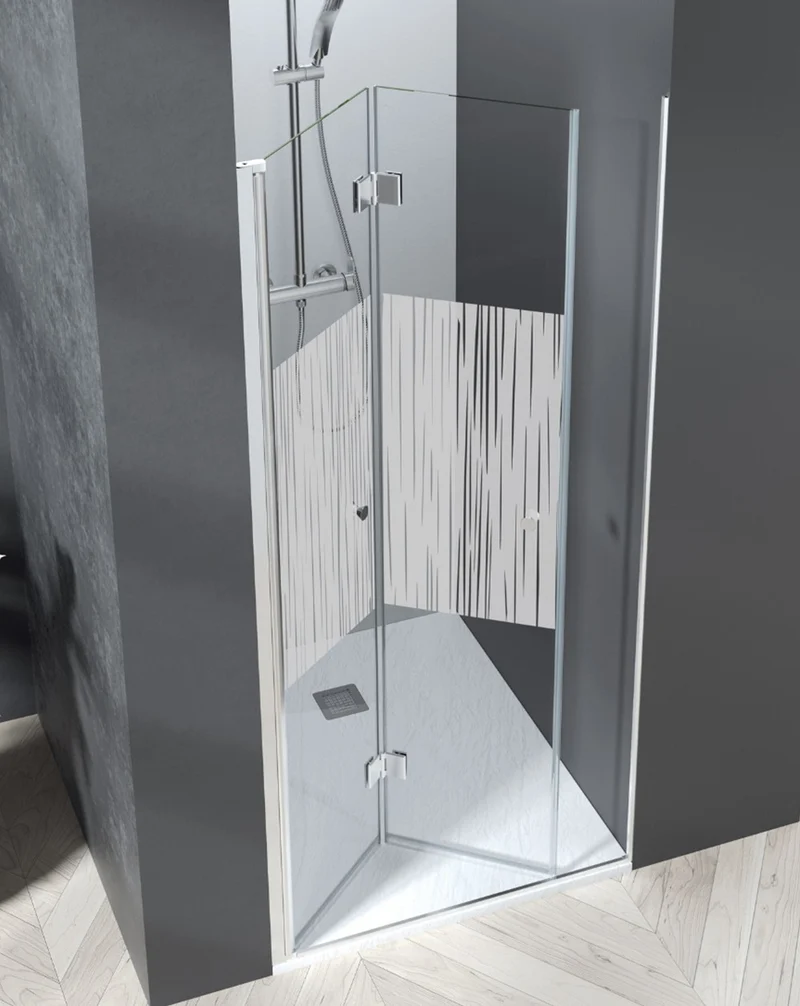 Vera Mampara de Ducha Frontal Puerta Plegable | Vidrio Templado de 6mm con Antical | 195cm Altura | Cromo Brillo