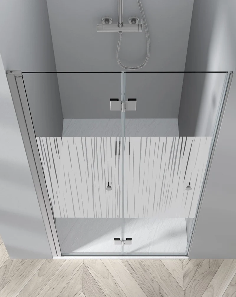 Vera Mampara de Ducha Frontal Puerta Plegable | Vidrio Templado de 6mm con Antical | 195cm Altura | Cromo Brillo