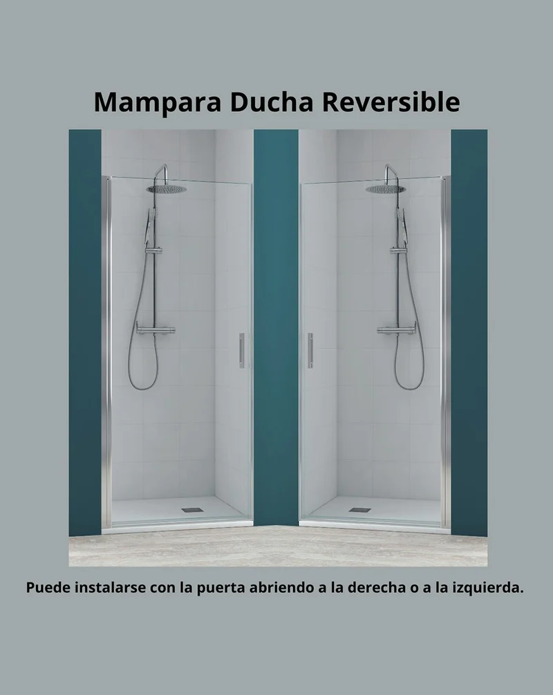 Javea Mampara de Ducha Frontal Puerta Abatible | Vidrio Templado 6mm Antical | 195cm Altura | Blanco Mate