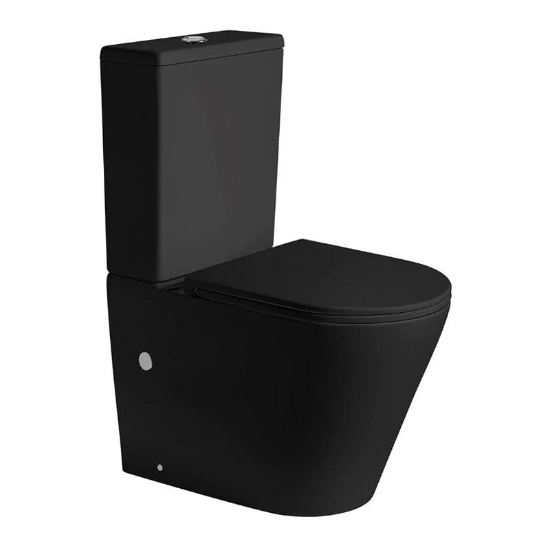 Venus Combo Inodoro Redondo | Negro Mate | Fondo Reducido con Cisterna | Tapa con Caída Amortiguada + Bidet a Suelo