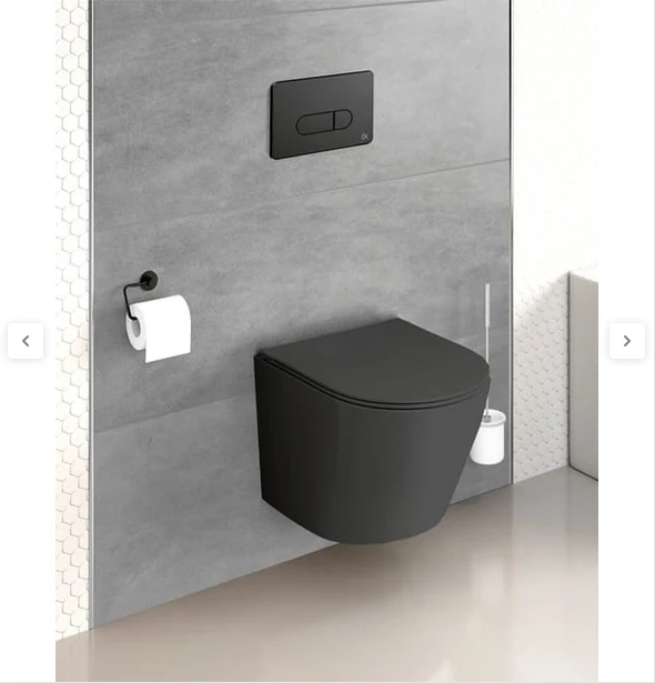 Mercurio Inodoro Suspendido Empotrado Rimless | Negro Mate | Vater Colgante de Cerámica Montaje a Pared