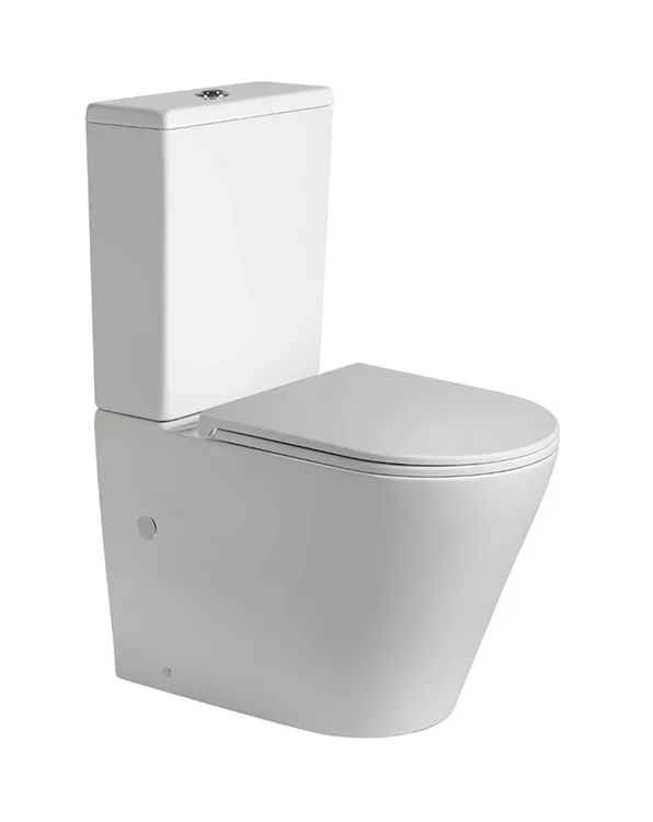 Venus Wc Inodoro Completo Redondo | Blanco Mate | Inodoro Tanque Bajo con Cisterna y Asiento Extrafino