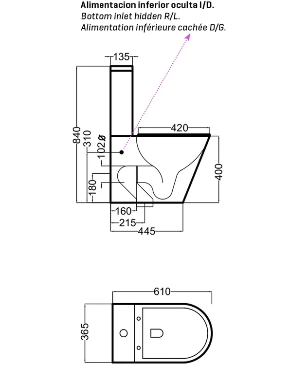 Venus Wc Inodoro Completo Redondo | Blanco Mate | Inodoro Tanque Bajo con Cisterna y Asiento Extrafino